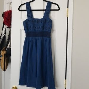Blue and Black Embroidered Dress